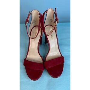Nine West red leather strap sandal Block Heel Size 6.5